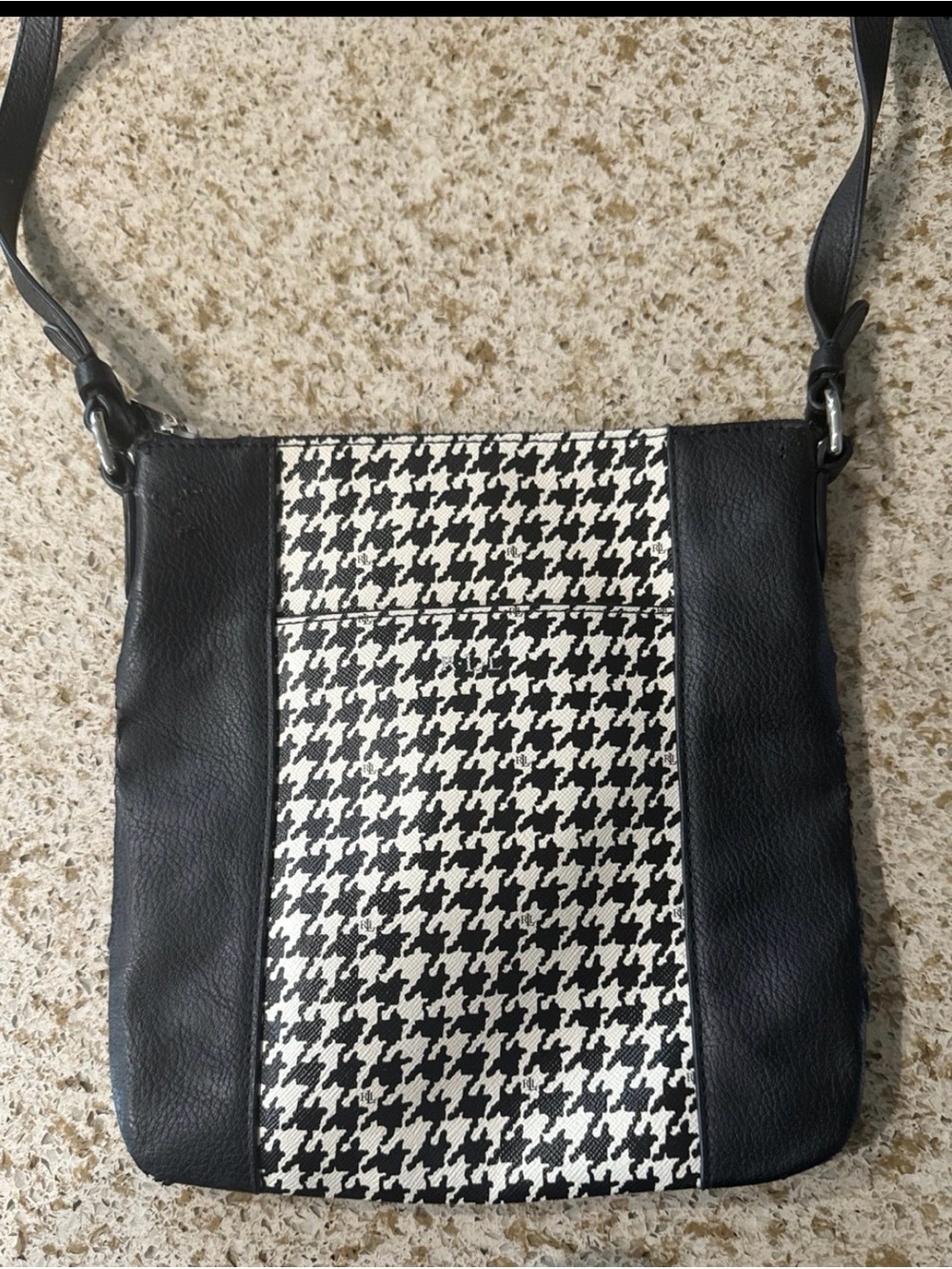 Ralph Lauren Black and White Houndstooth Crossbody Bag